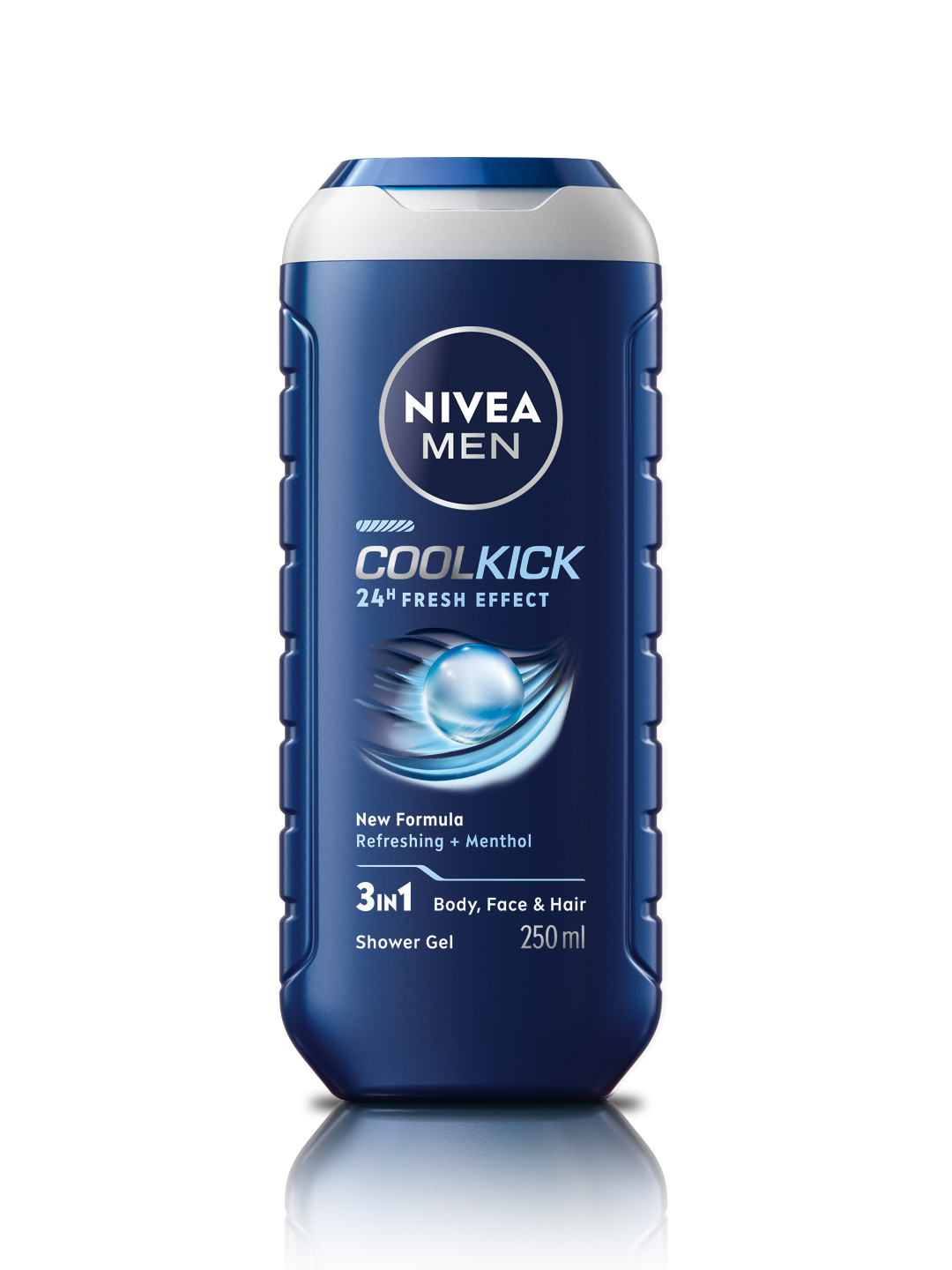 Nivea Men CoolKick Shower Gel for Body - Face - Hair with Refreshing Icy Menthol 250 ml