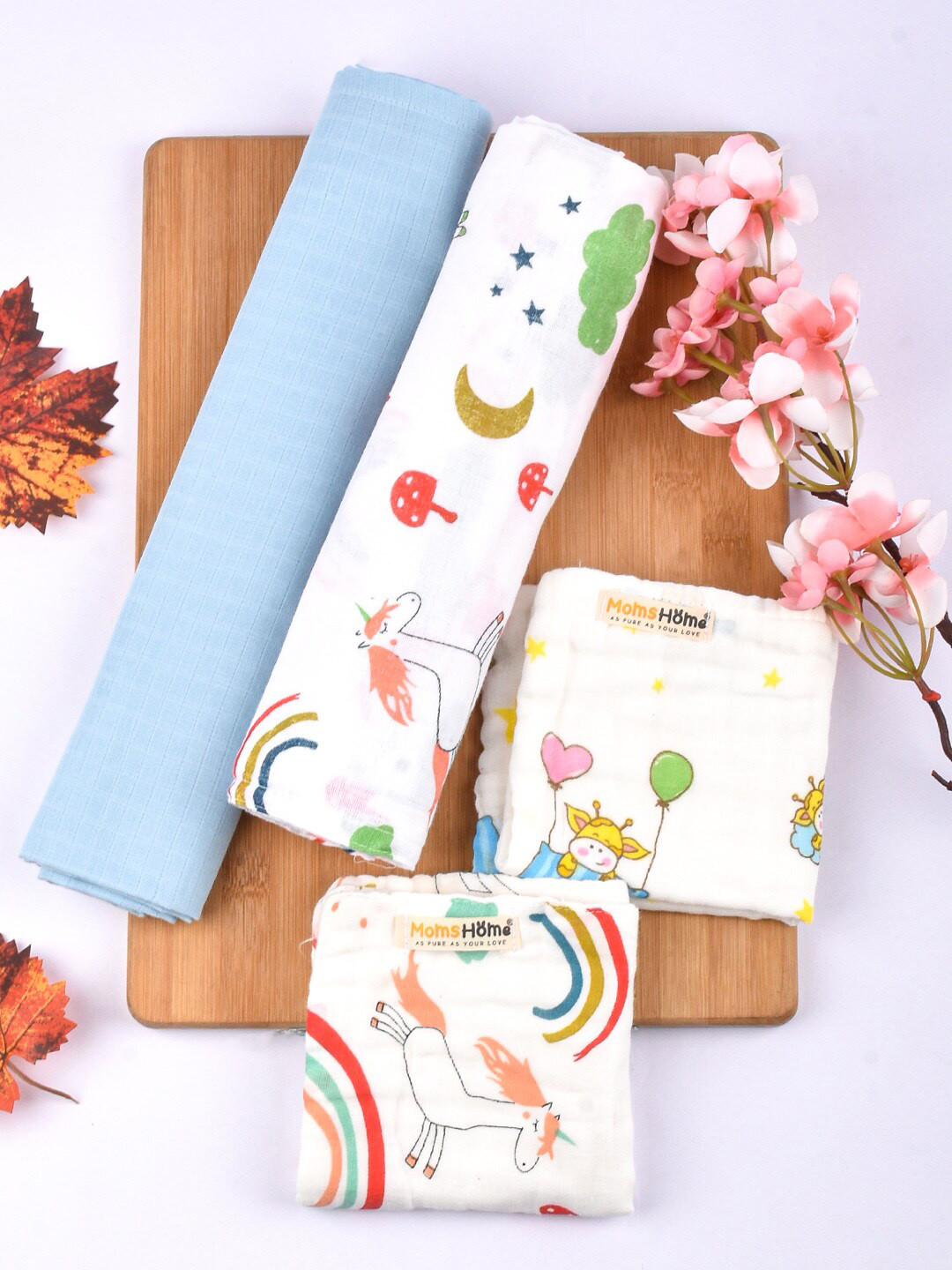 Moms Home Unisex Kids Set Of 4 Organic Cotton Baby Care Products