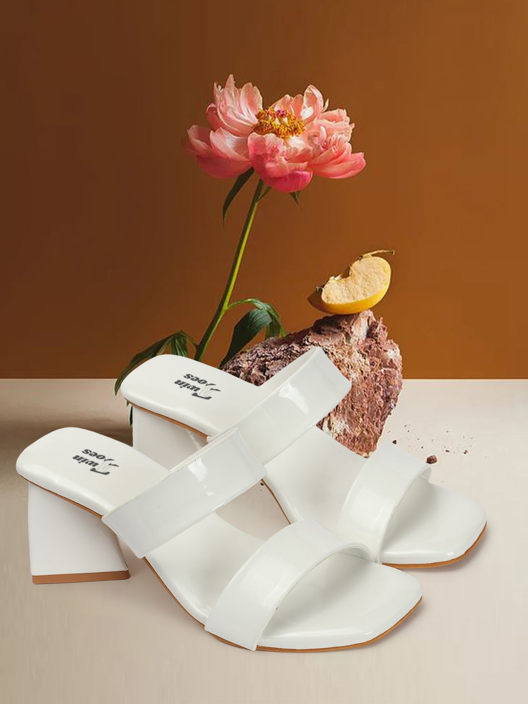 TWIN TOES Two Strap Open Toe Block Heels