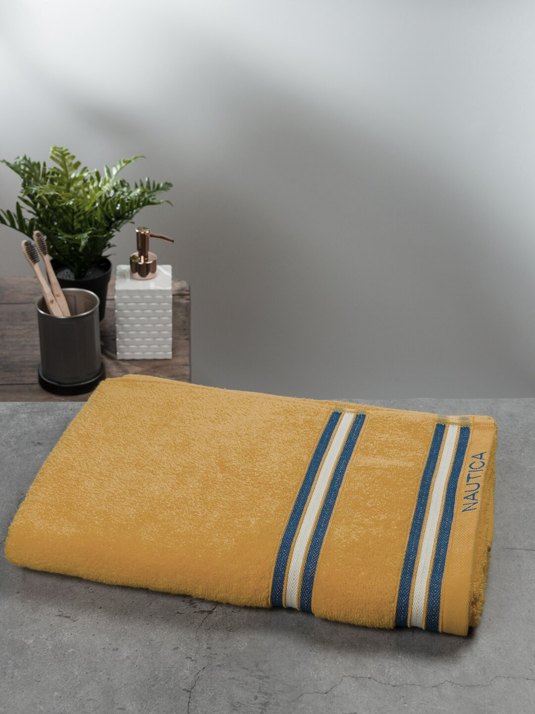 Nautica Beige 500 GSM Zero Twist Pure Cotton Bath Towel