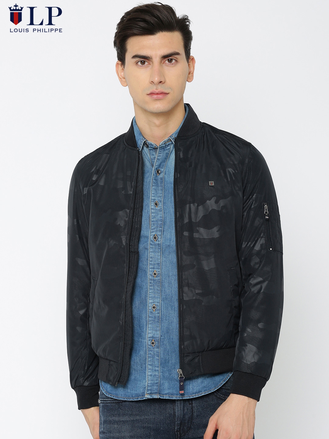 Buy Louis Philippe Sport Men Navy Printed Sporty Jacket Jackets for Men 2274229 Myntra