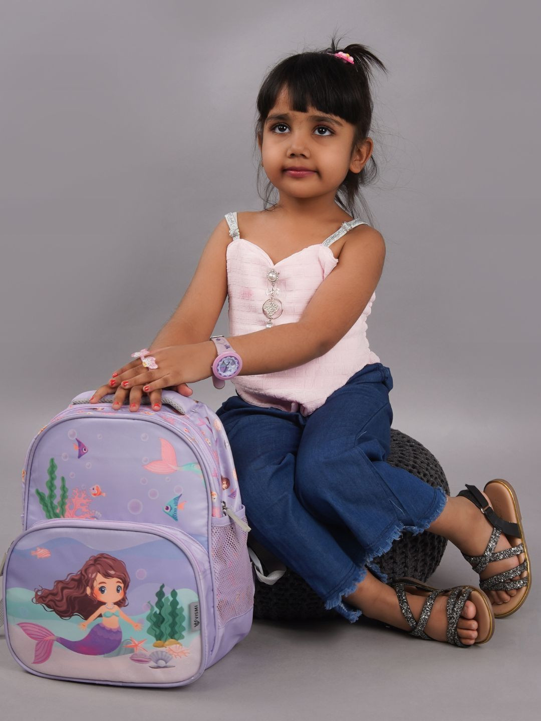 VISMIINTREND Girls Mermaid Printed Water Resistant School Backpack