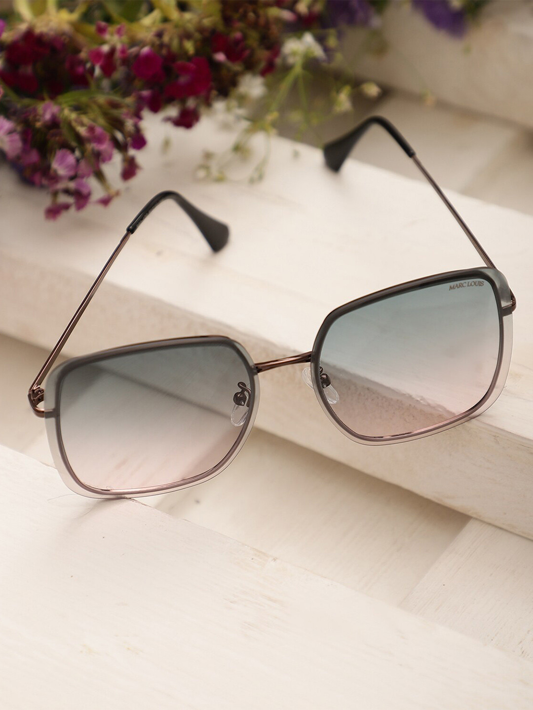 MARC LOUIS Women Square Sunglasses-UV Protected Lens ML B80-422 BROWN GREENISH PINK 1 SG