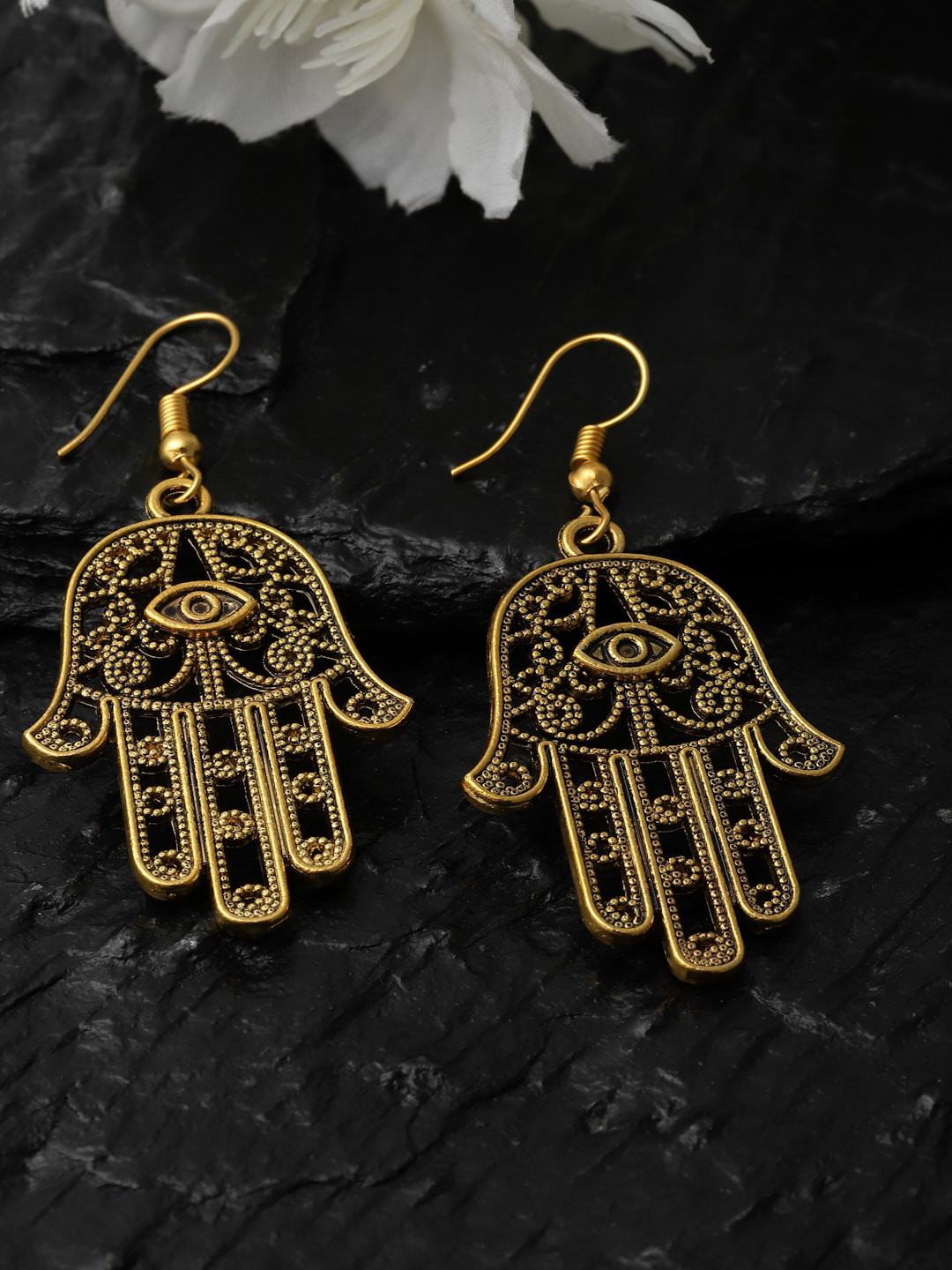 PANASH Gold-Plated Contemporary Evil Eye Drop Earrings