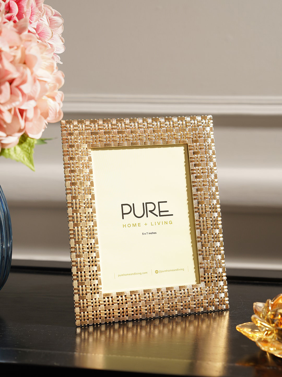 Pure Home and Living Gold-Plated Yellow Textured Metal Table Photo Frame