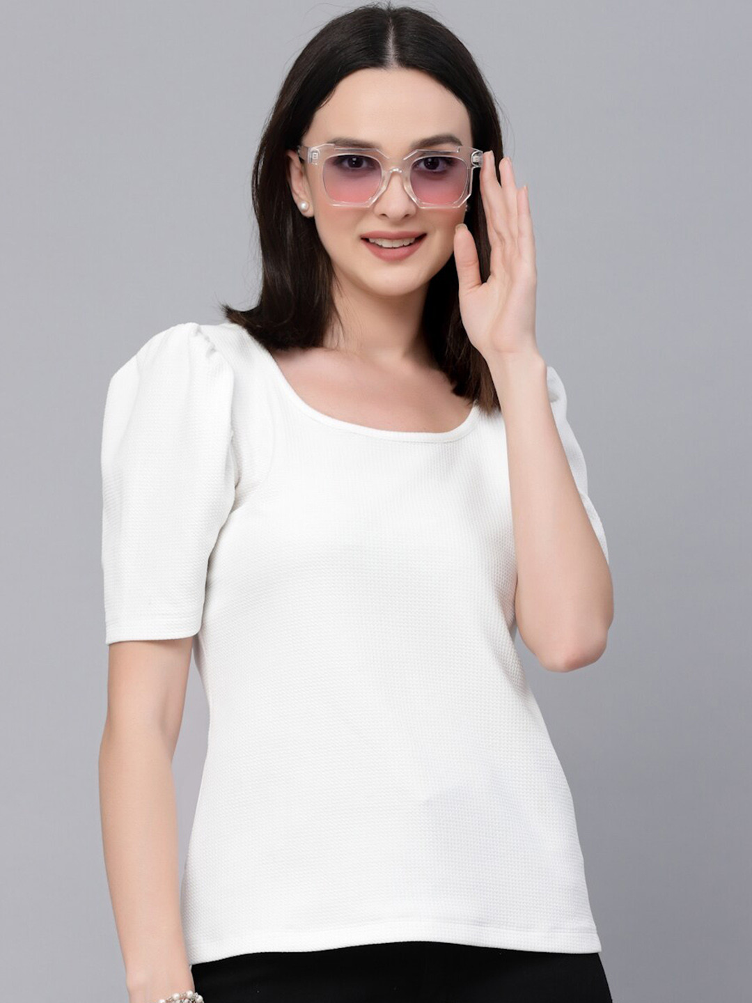 Style Quotient Puff Sleeves Casual Top