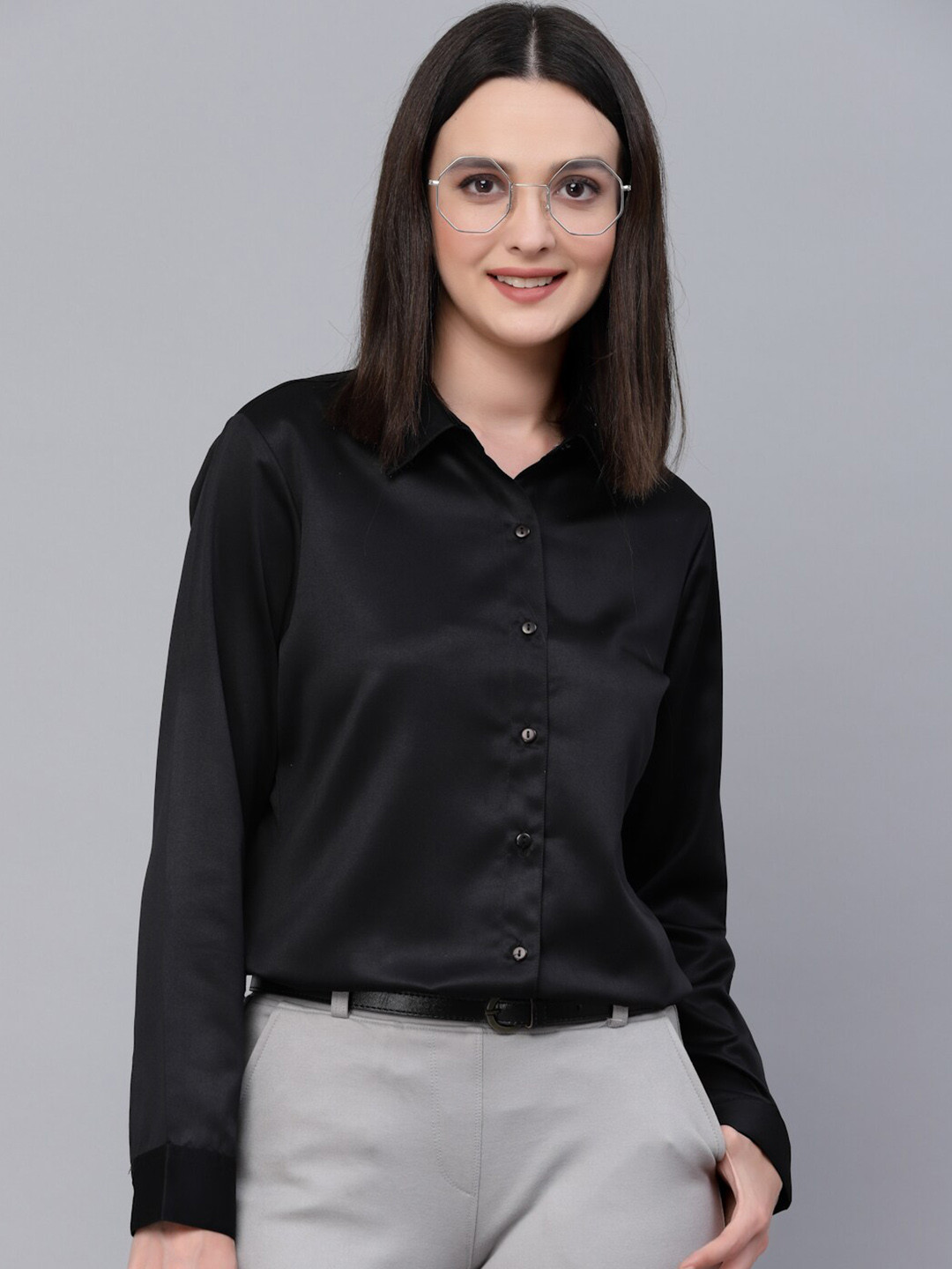Style Quotient Satin Finish Spread Collar Formal Shirt
