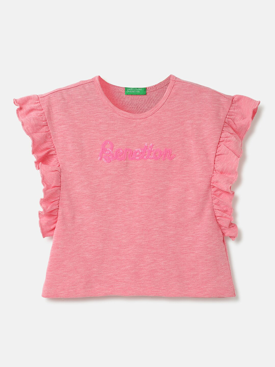 United Colors of Benetton Pink Flutter Sleeve Top