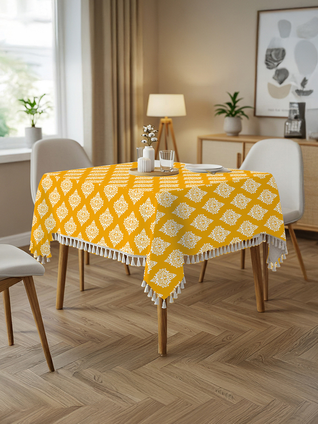 URBAN SPACE 4-Seater Ethnic Motifs Printed Pure Cotton Square Table Cover