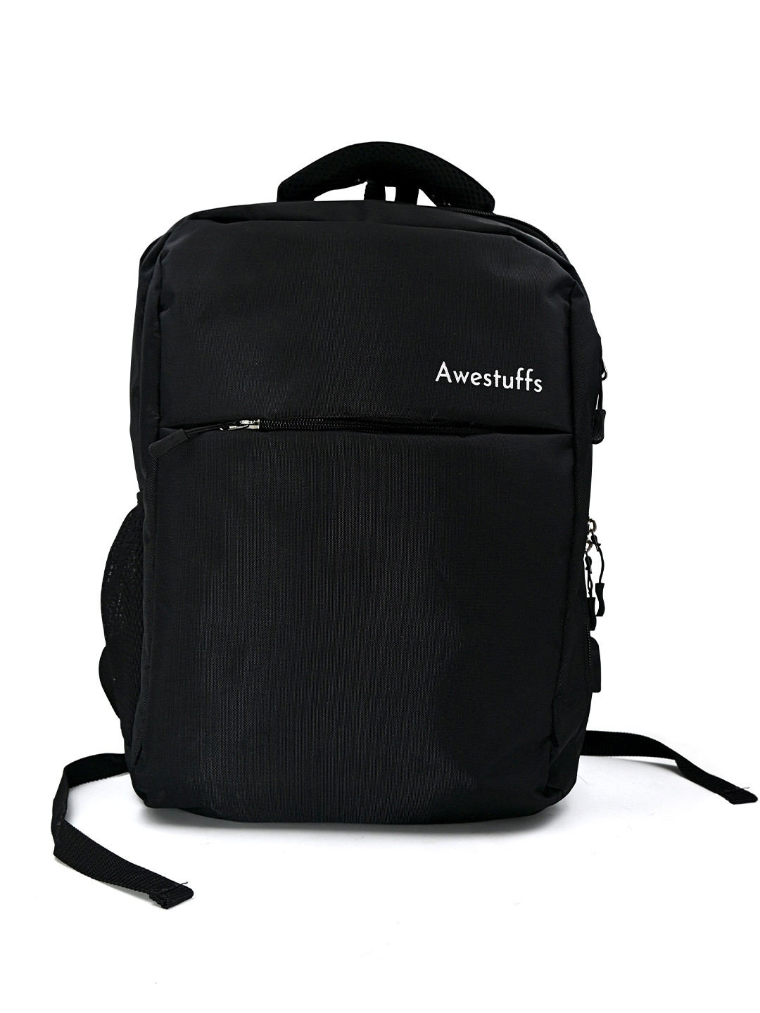 Awestuffs Brand Logo Contrast Detail Water Resistant Backpack with Anti-Theft