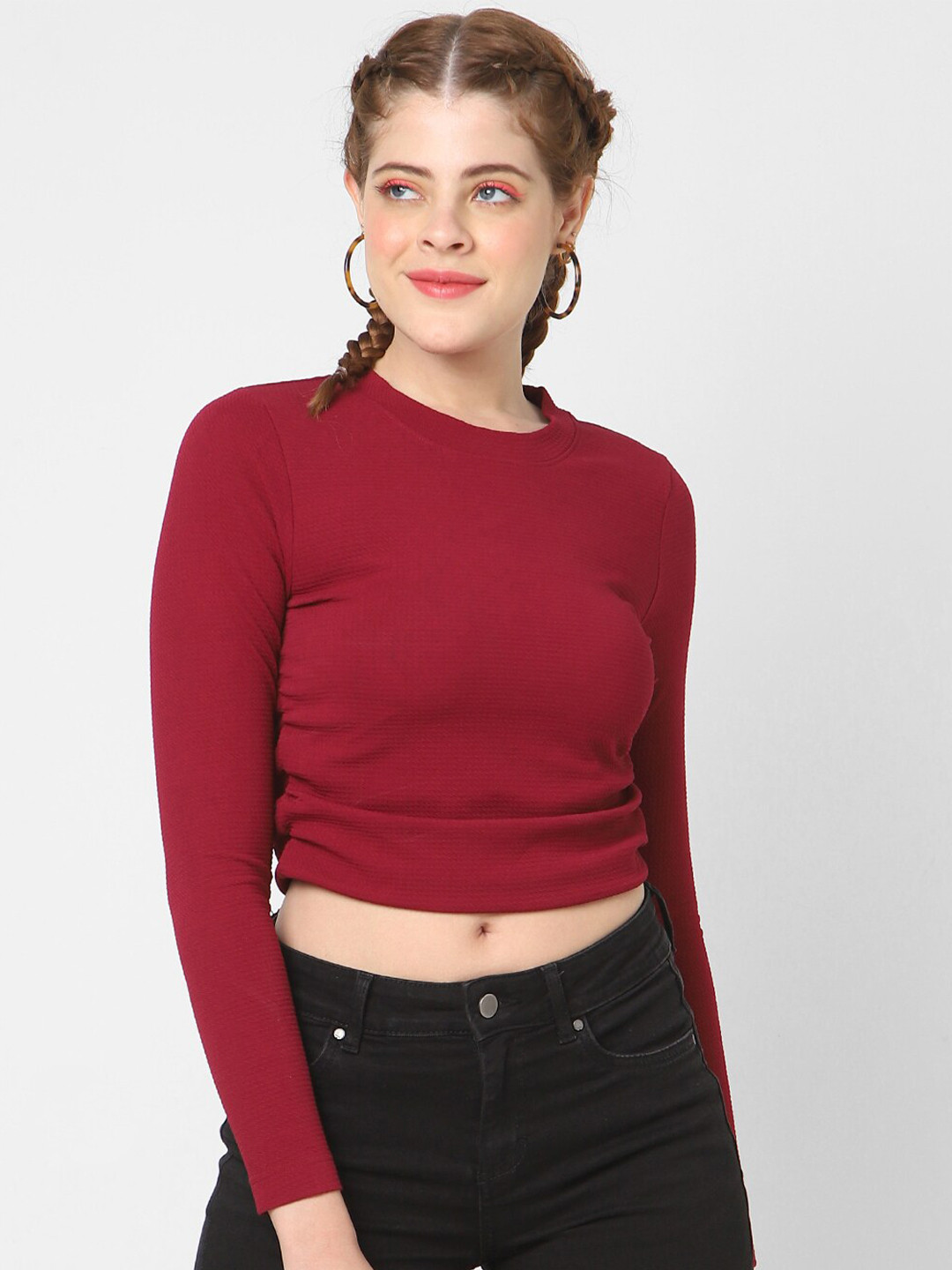 VASTRADO Round Neck Cotton Crop Top