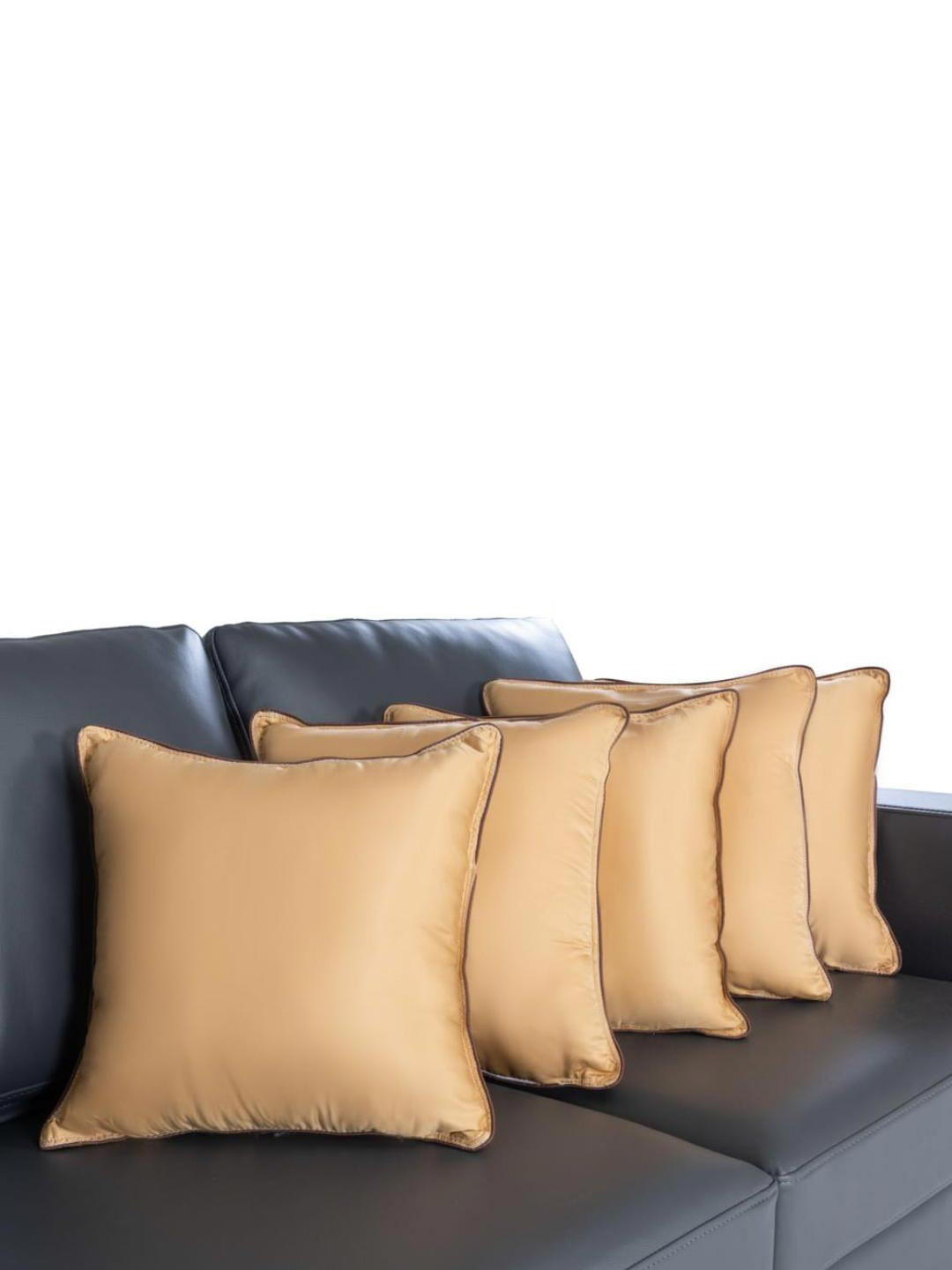wakefit Beige 5 Pieces Cotton Pre-Filled Cushions