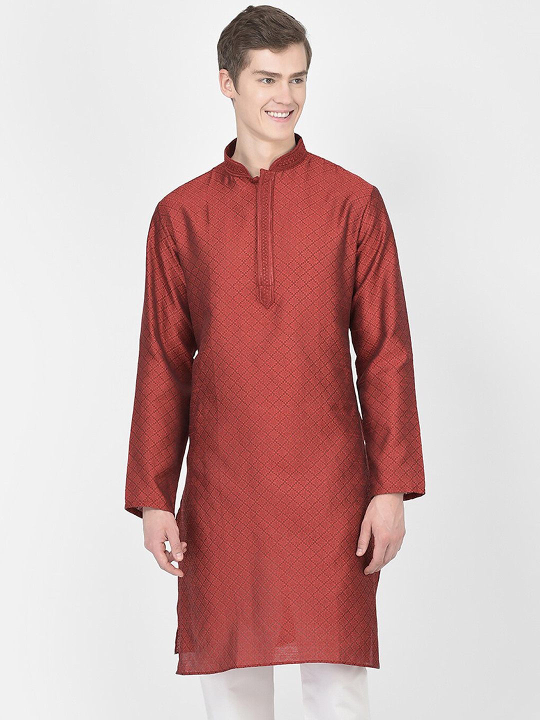 SG LEMANWoven Design Ethnic Motifs Mandarin Collar Kurta