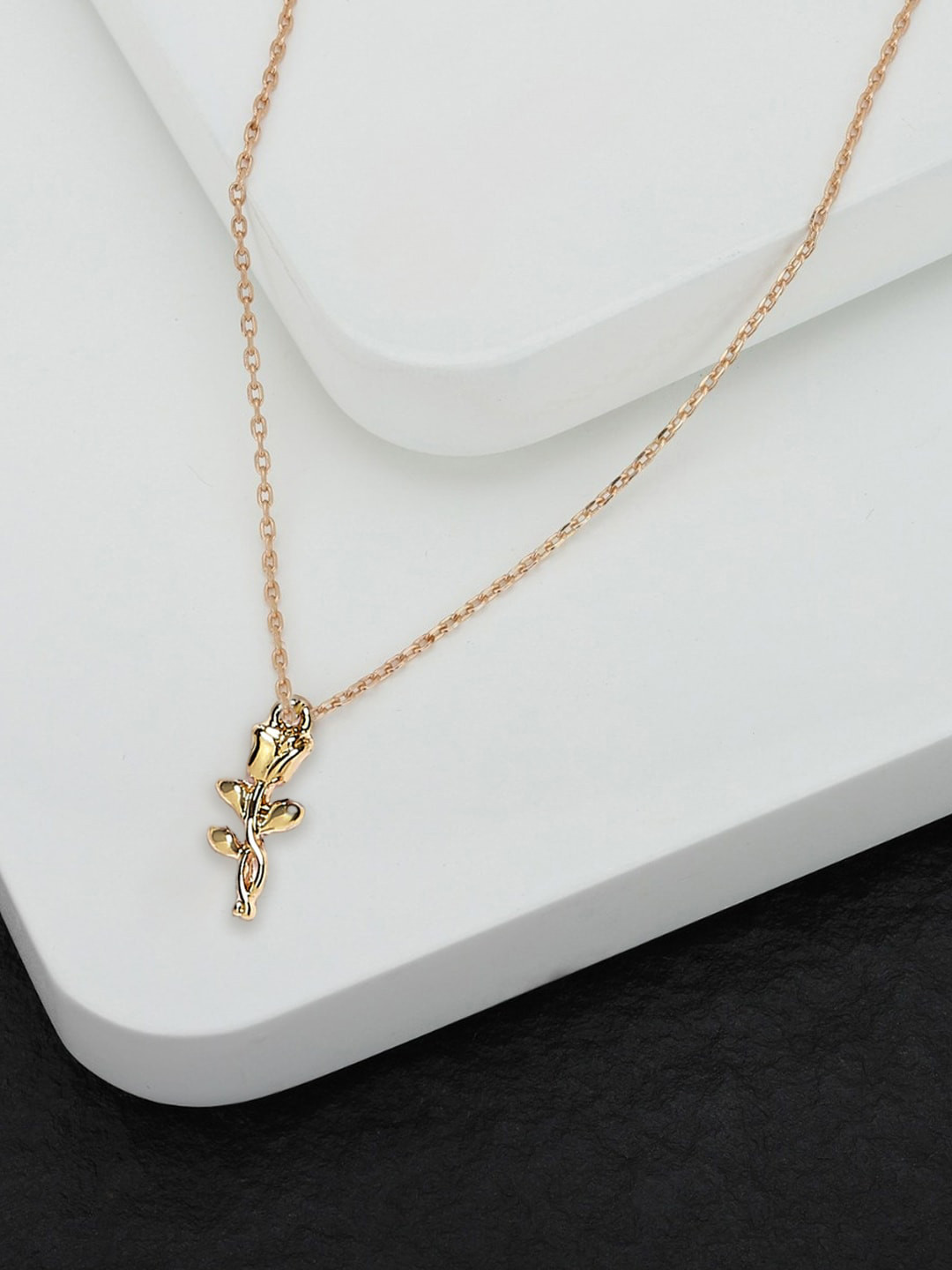 OOMPH Gold Plated Rose Shaped Charm Anklet