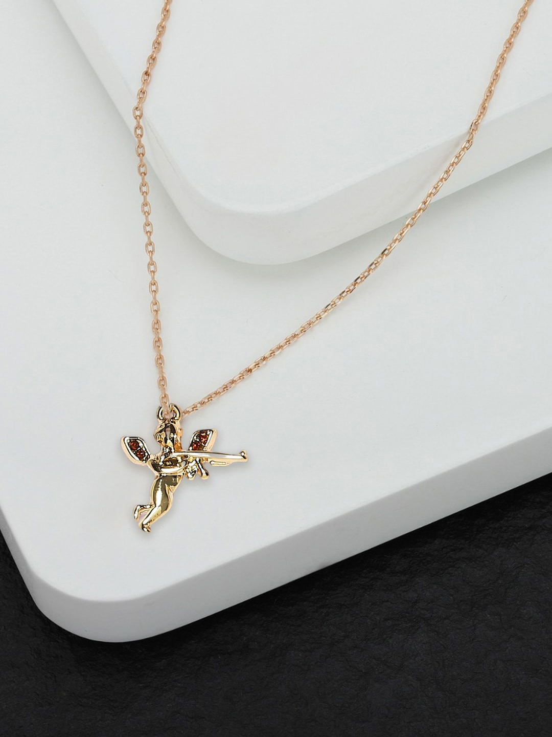 OOMPH Gold-Plated Love Angel Charm Anklet