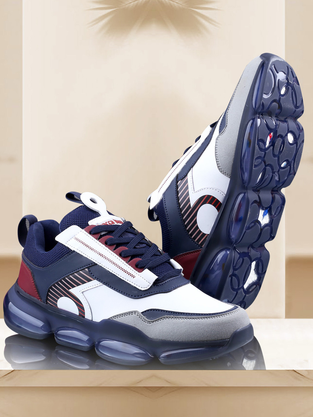 bacca bucci Men Blue Colourblocked Printed Sneakers