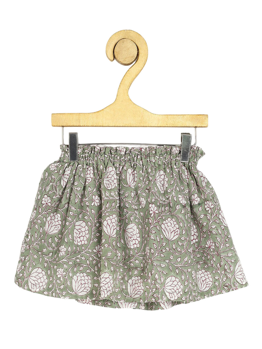 Ka-mee Girls Printed Pure Cotton Flared Knee Length Skirt