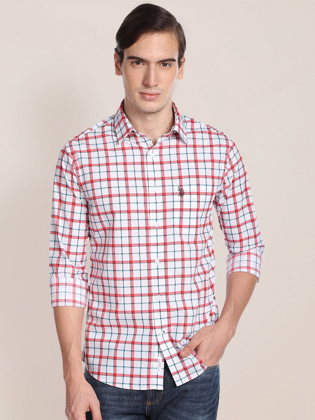 U.S. Polo Assn. Opaque Tartan Checked Pure Cotton Casual Shirt