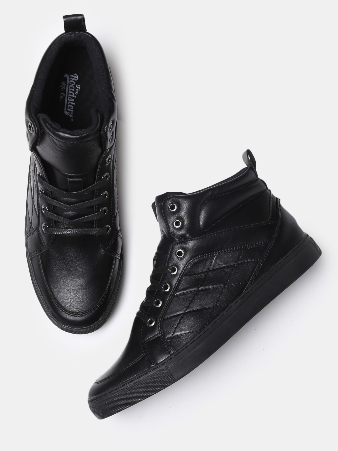 black leather high top shoes