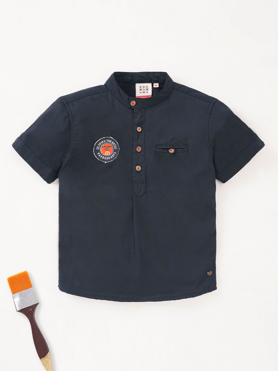 Ed-a-Mamma Boys Band Collar Opaque Casual Shirt