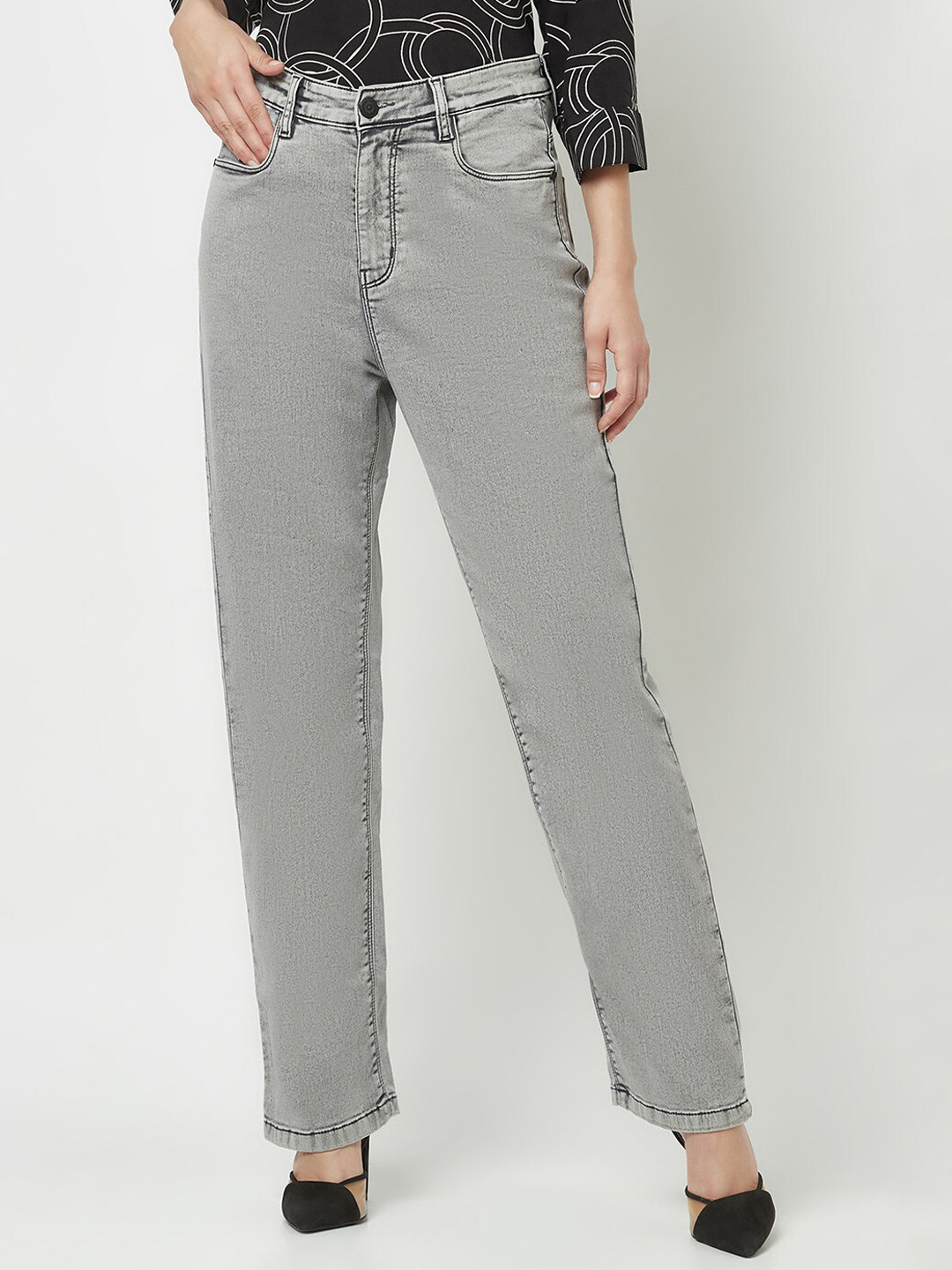 Crimsoune Club Women Straight Fit Mid Rise Stretchable Jeans