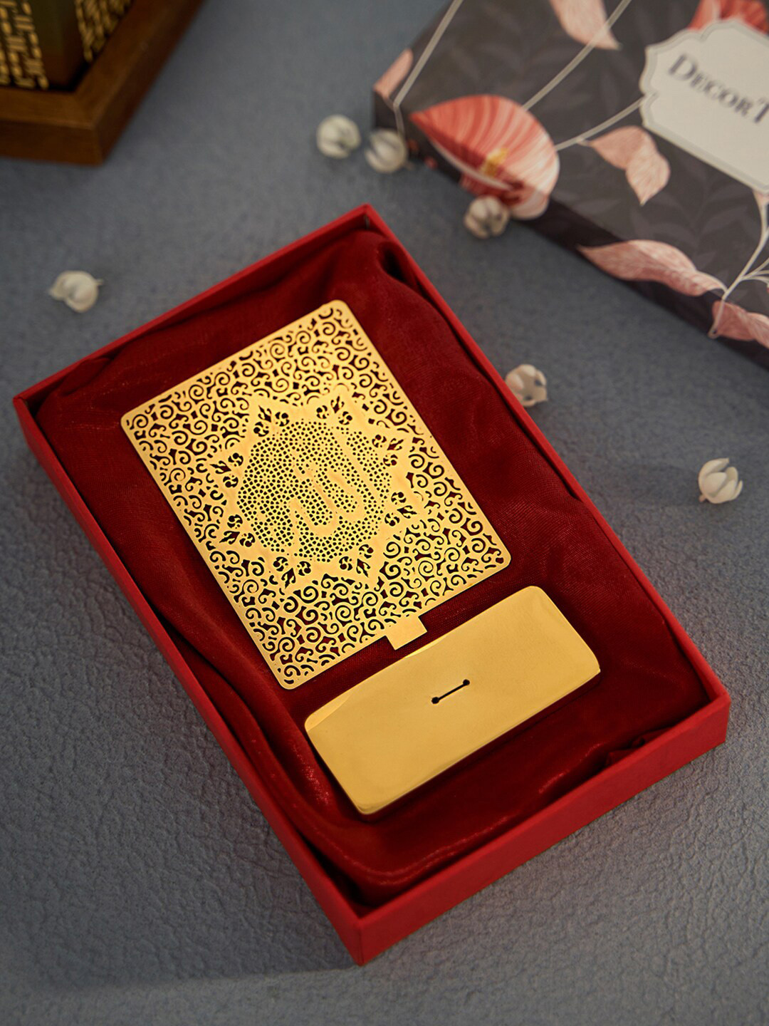 DecorTwist Gold Toned Allah Brass Desk Or Car Dashboard Stand