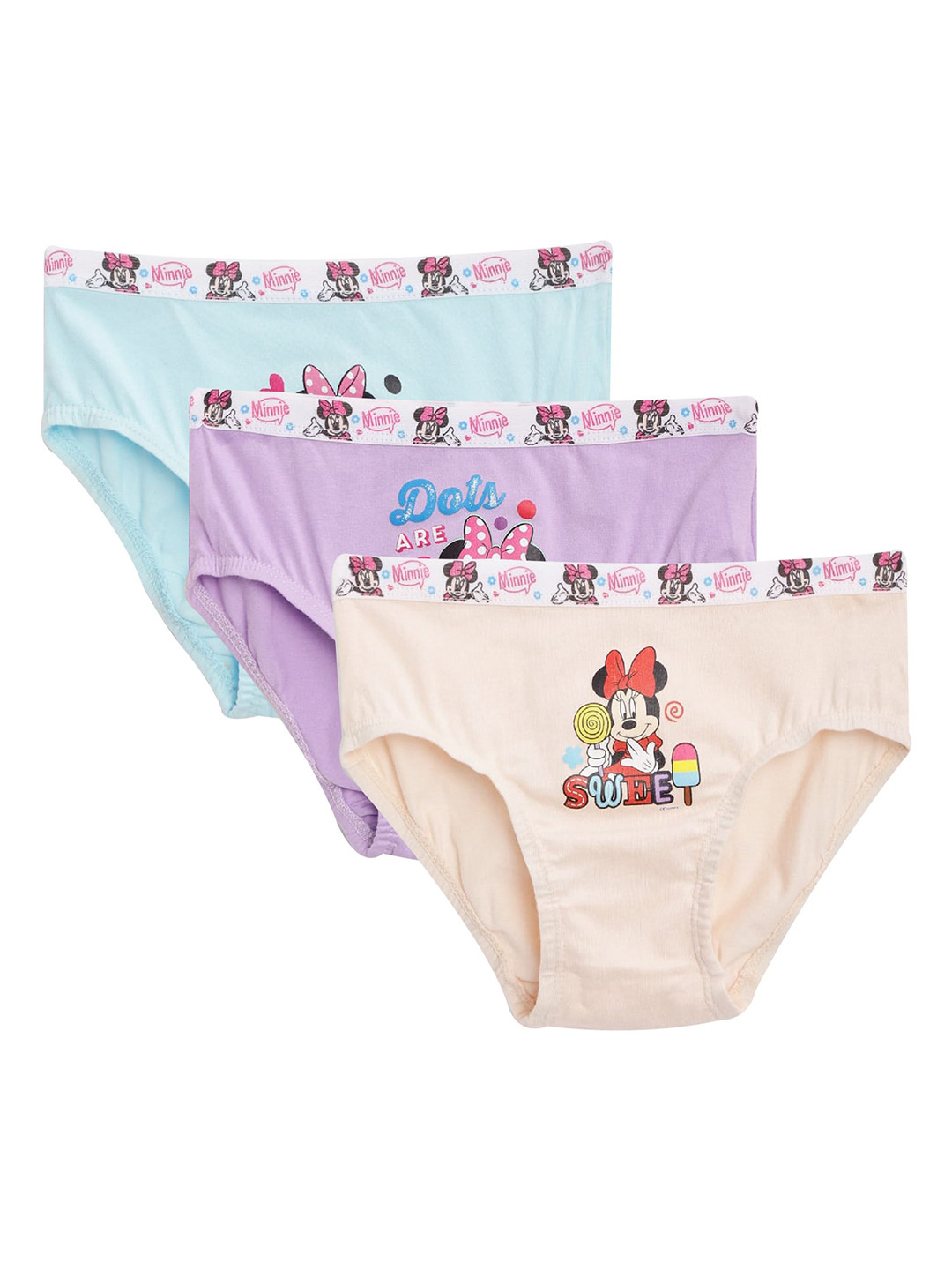Bodycare Girls Pack Of 3 Assorted Minnie & Friends Printed Cotton Basic Briefs