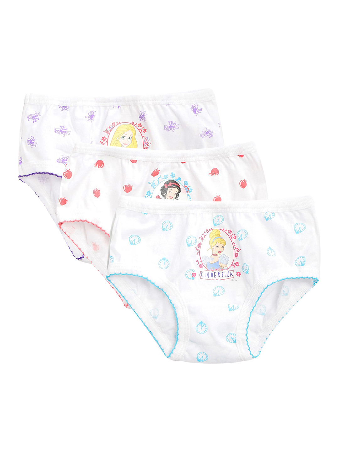 Bodycare Girls Pack Of 3 Assorted Disney Princess Printed Cotton Basic Briefs