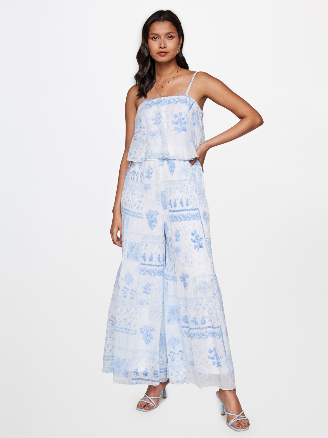 AND Printed Shoulder Straps Basic Jumpsuit