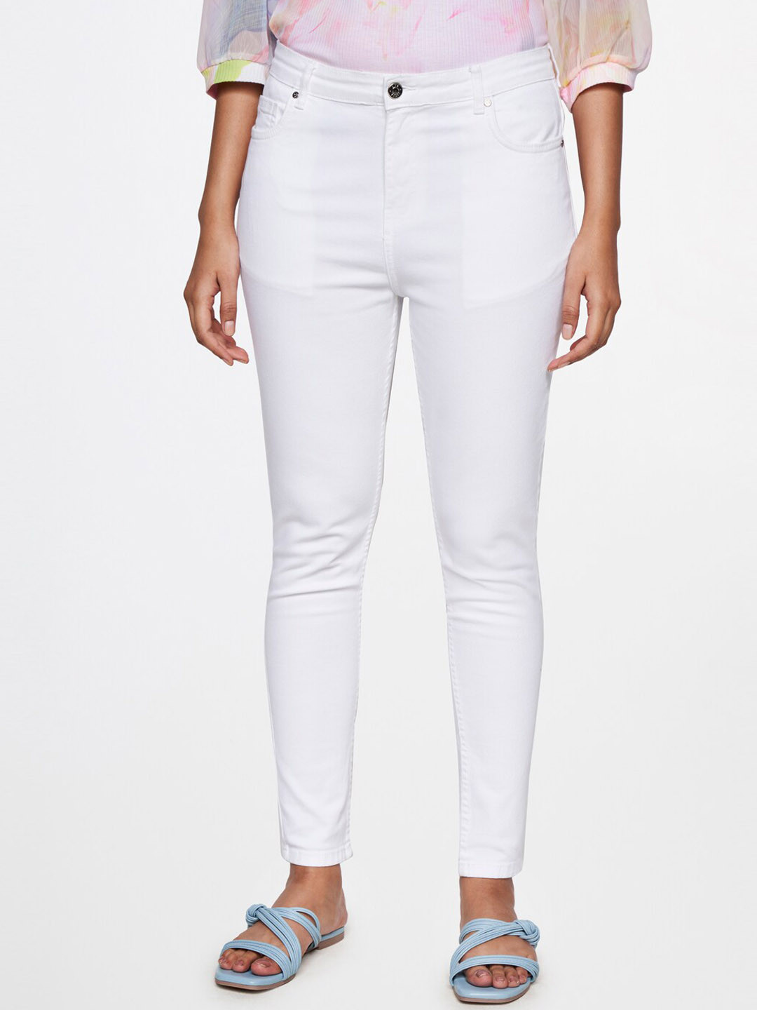 AND Women Mid-Rise Skinny Fit Dark Shade Cotton Jeans