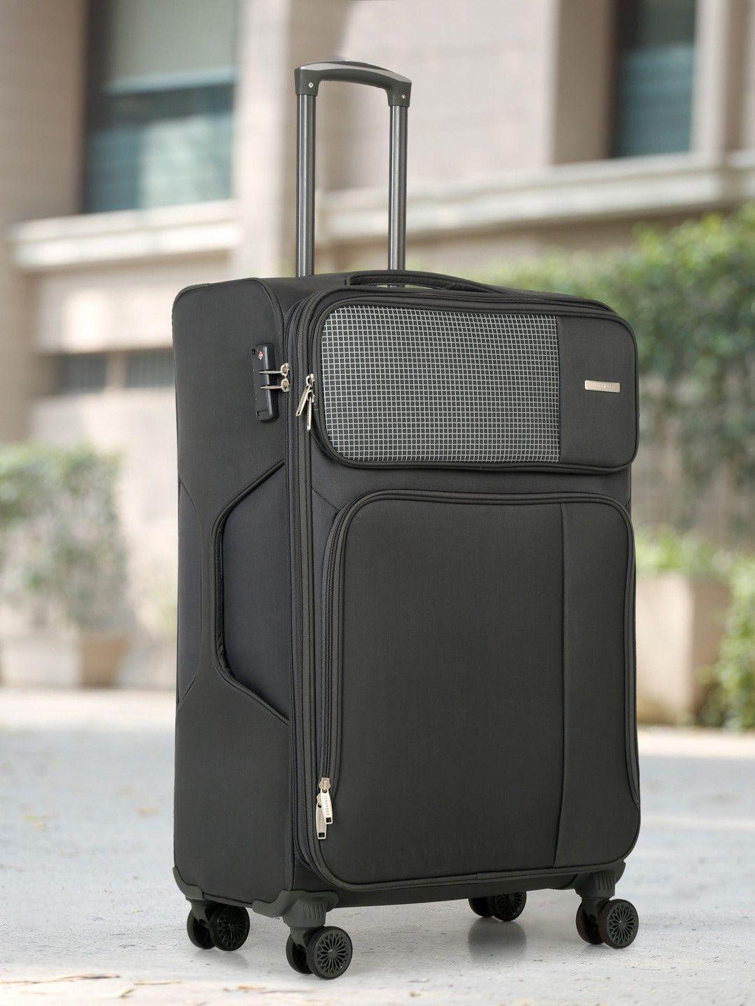 Teakwood Leathers Textured Soft-Sided Large Trolley Suitcase