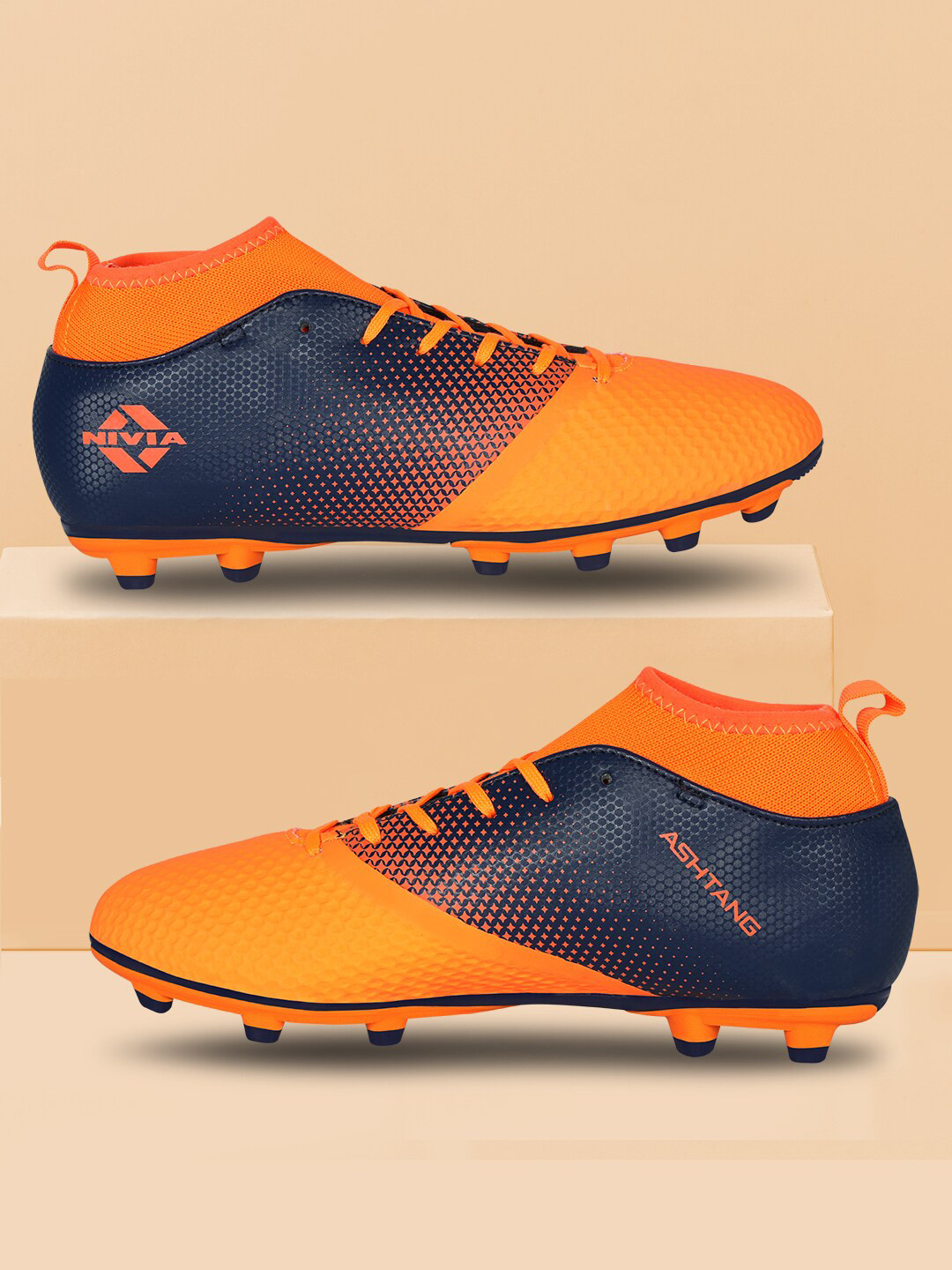 NIVIA Men Ashtang Orange Stud Football Shoes