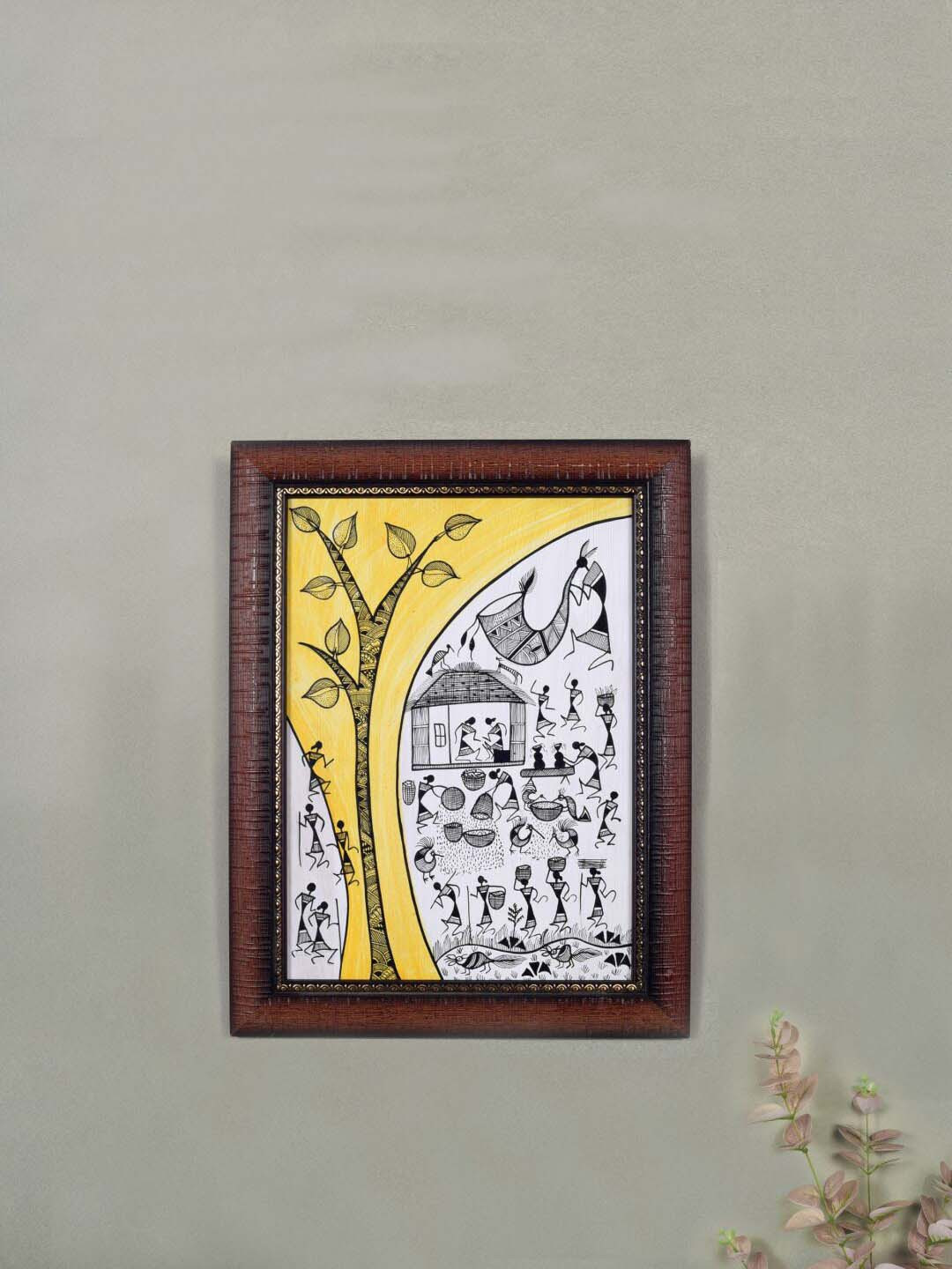 AAKRITI ART CREATIONS The Tree Of Life Warli Canvas Wall Paintings Wall Art -13 x 10 In