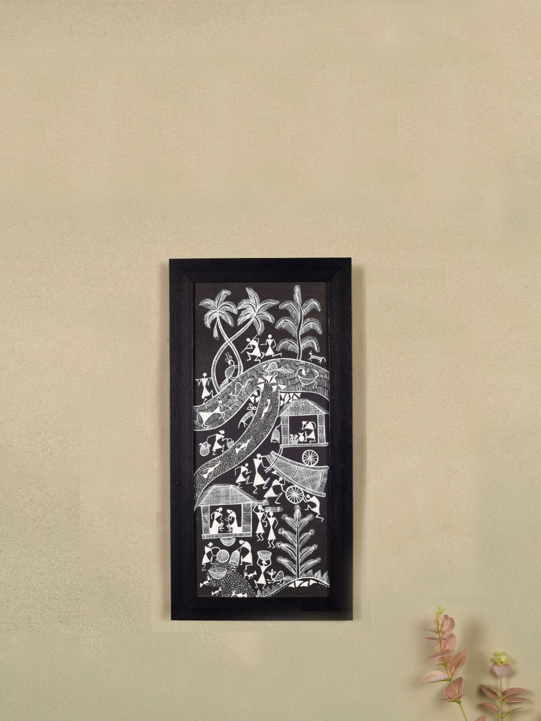 AAKRITI ART CREATIONS Black & White Symphony Of Warli Painting Wall Art