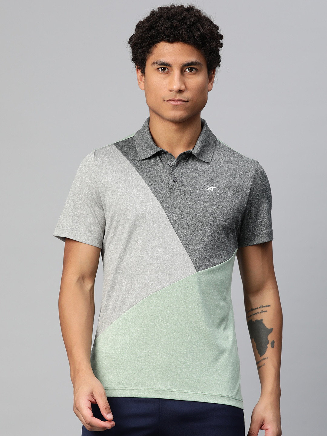 Alcis Colourblocked Polo Collar Anti Static Slim Fit T-shirt