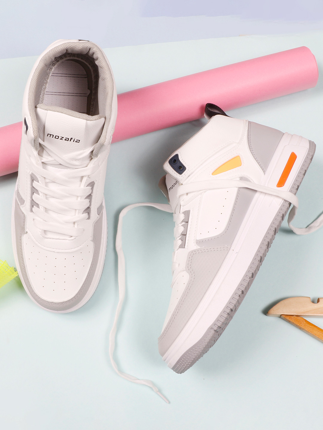 MOZAFIA Men Mid Top Slip- Resistance & Shock-Absorption Basics Sneakers