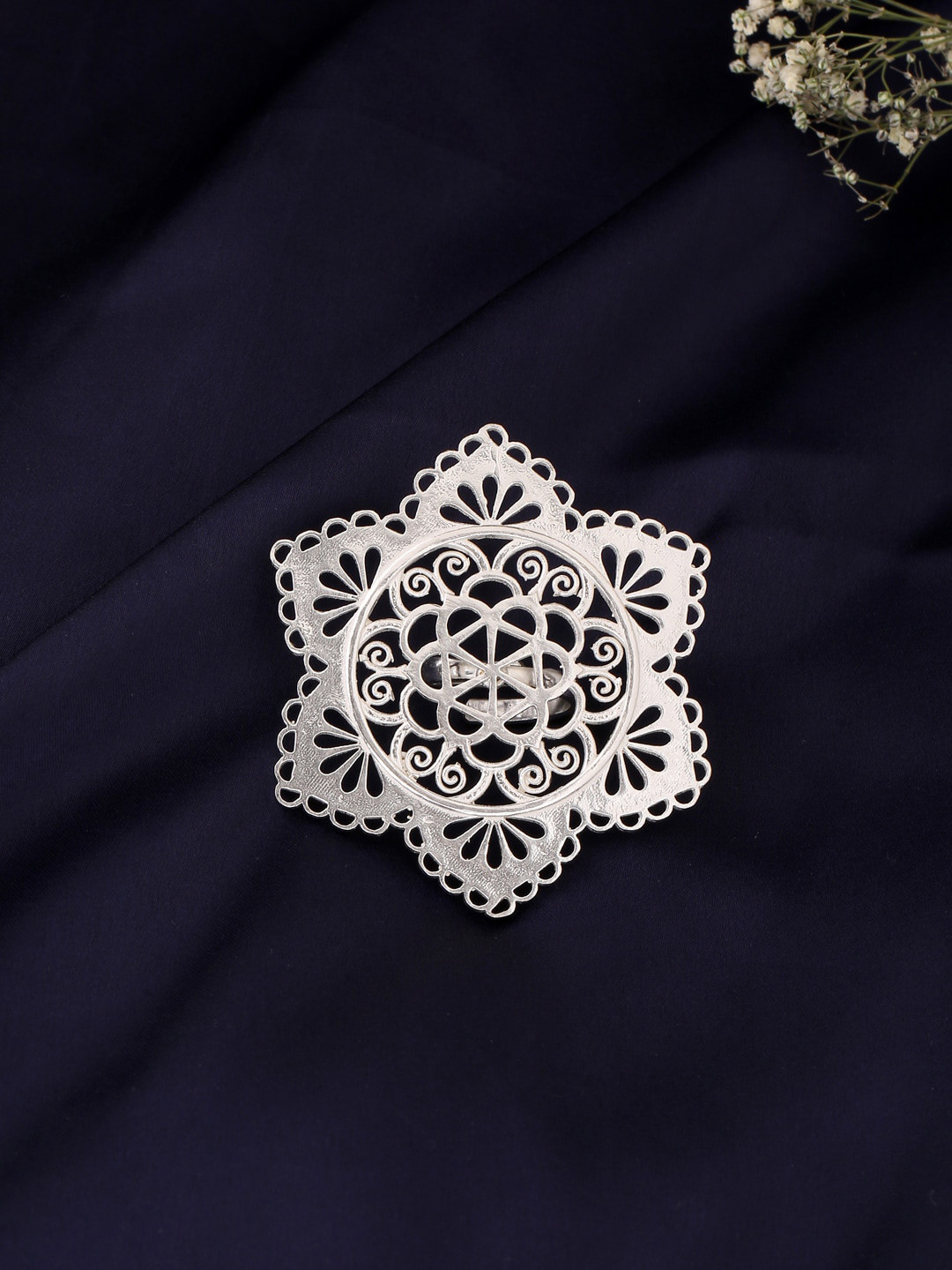 Mitali Jain Silver-Plated Gulbahar Finger Ring