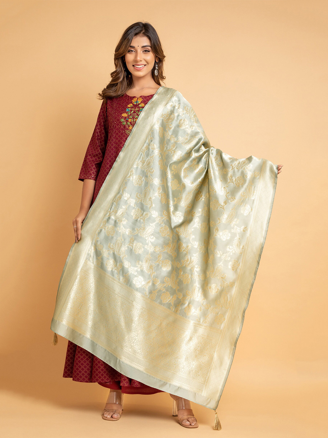 SUTI Ethnic Motifs Woven Design Silk Dupatta