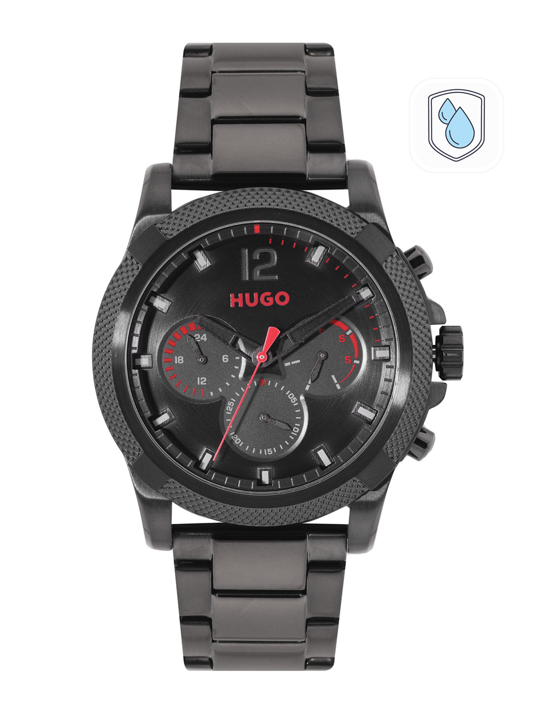 HUGO Men Solid Dial & Stainless Steel Bracelet Style Straps Analogue Watch 1530296