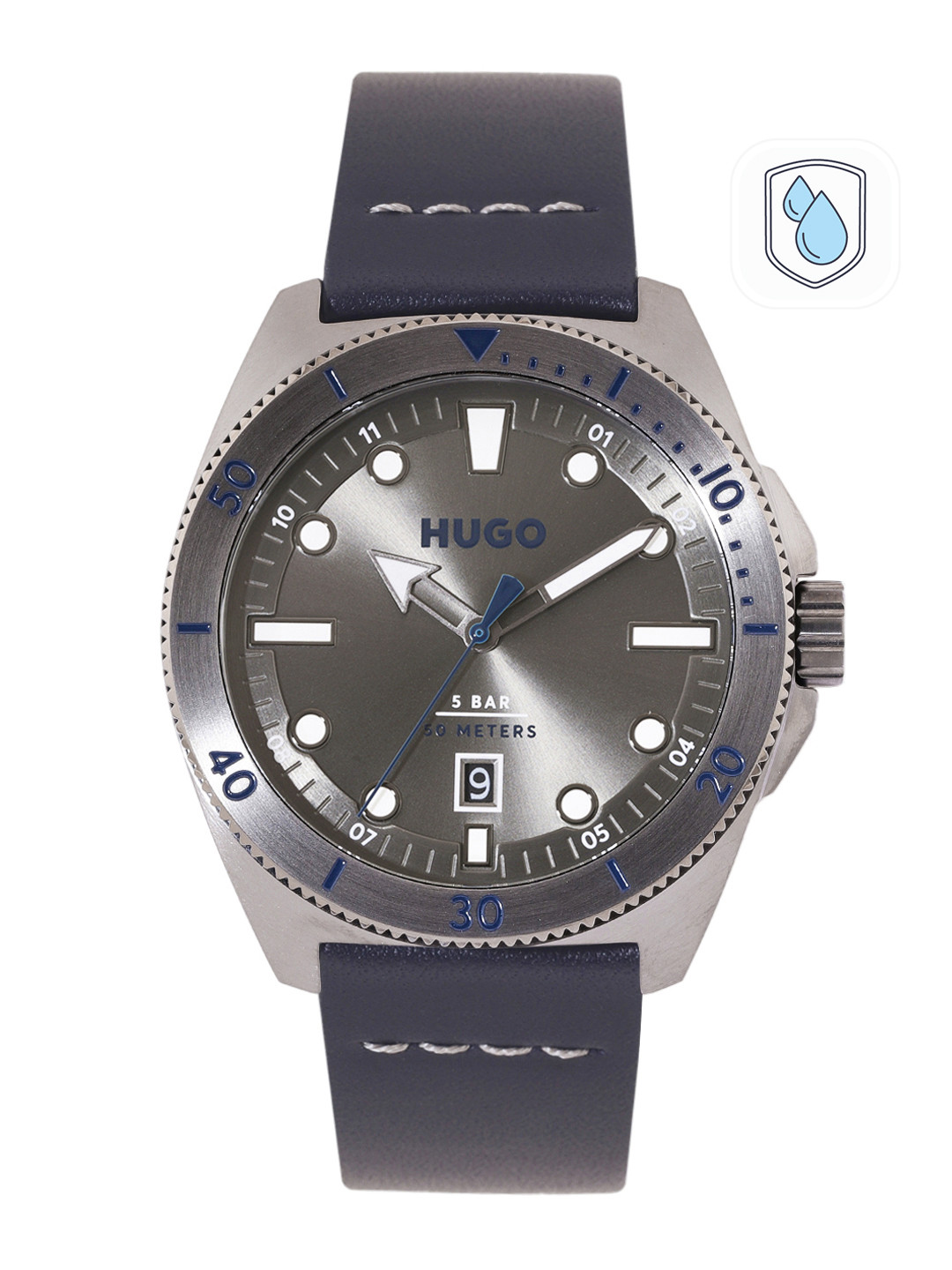HUGO Men Stainless Steel Dial & Leather Straps Analogue Watch 1530302