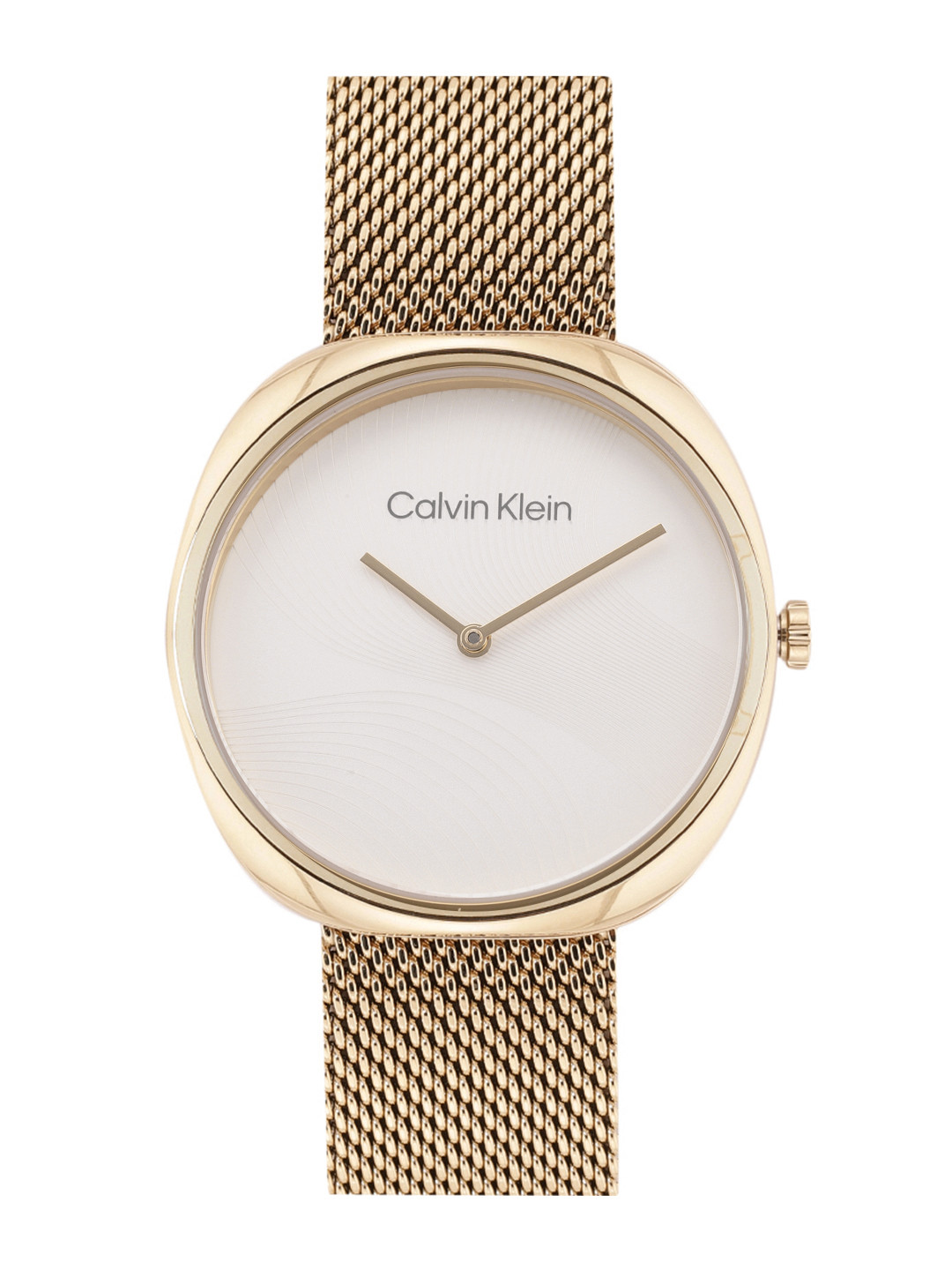 Calvin Klein Women Sculpt Patterned Stainless Steel Bracelet Style Analogue Watch 25200246