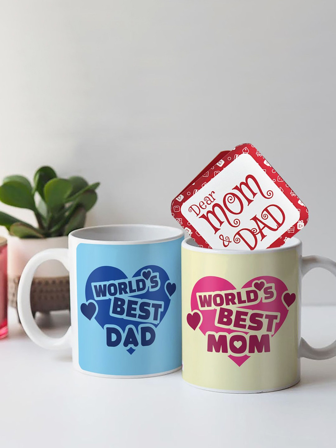 Indigifts Ayman Name Personalised Blue Typography Ceramic Handmade 2 Piece Mugs with Card-325ml