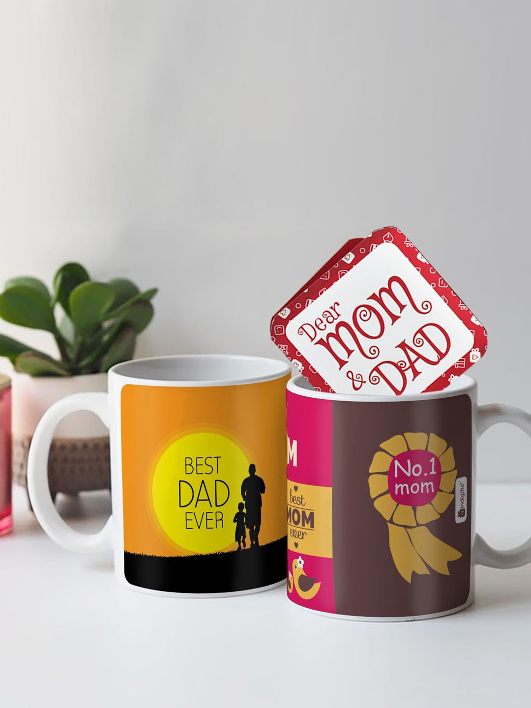 Indigifts Raksha Bandhan Pink Typography Ceramic Handmade 2 Piece Mugs-350ml