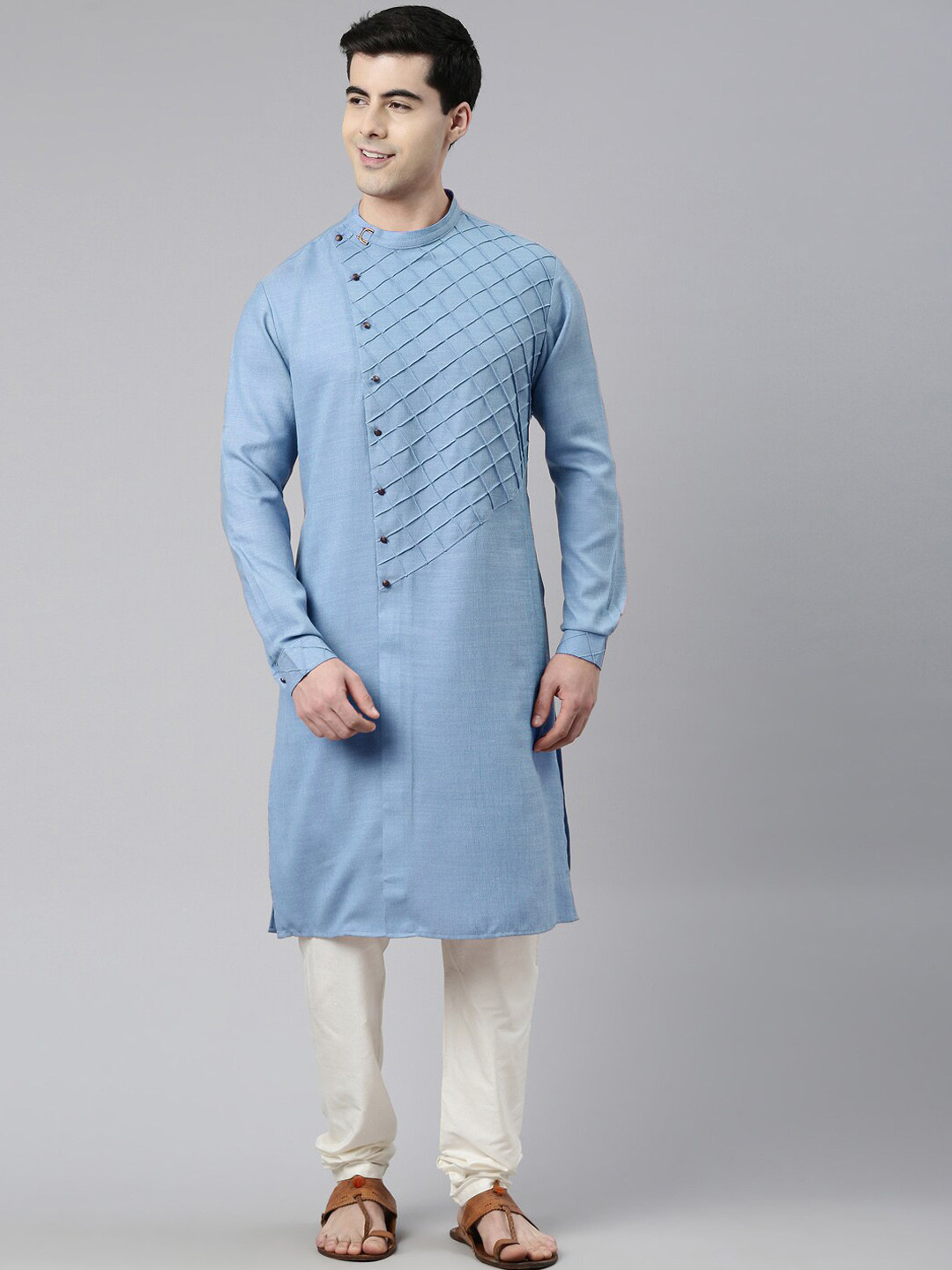 TheEthnic.Co Self Design Pure Cotton Kurta With Churidar