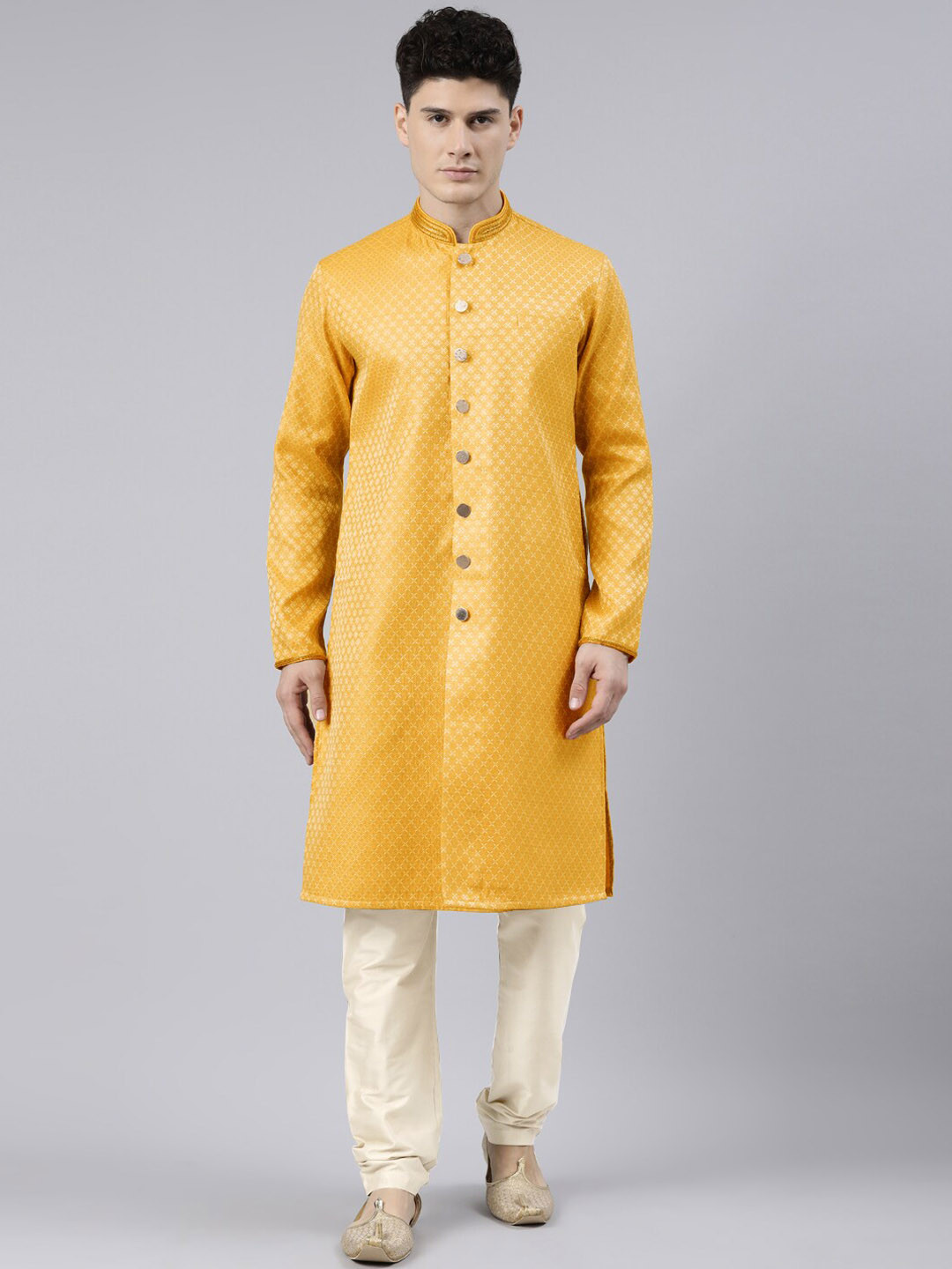 TheEthnic.Co Geometric Woven Design Kurta With Churidar