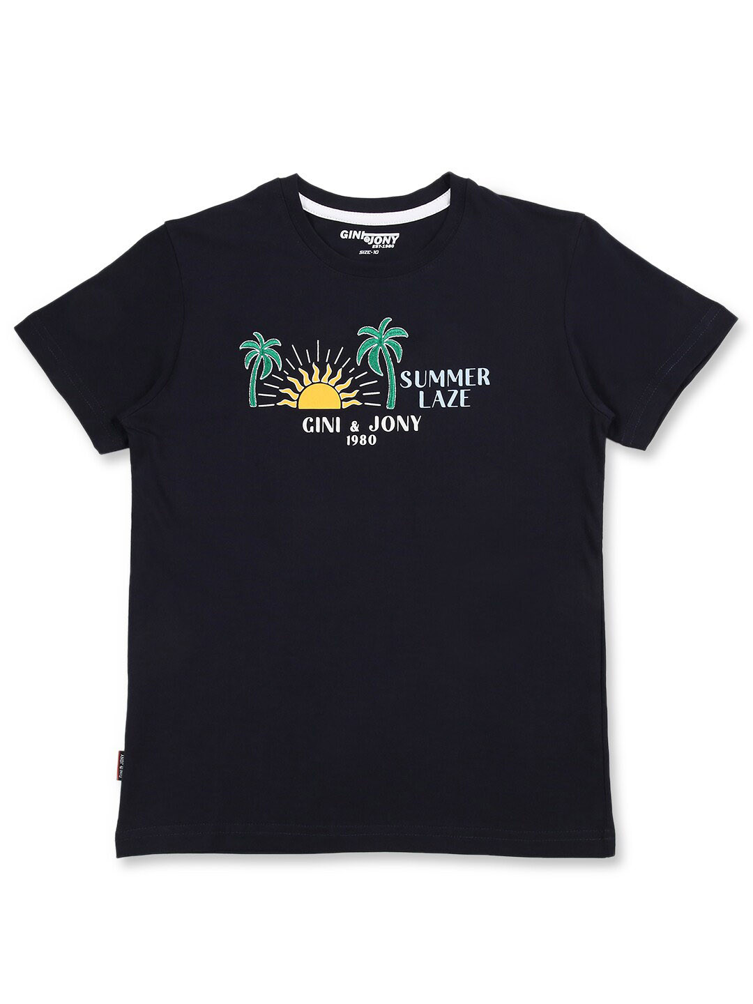 Gini and Jony Boys Embroidered Graphic Printed Cotton T-shirt