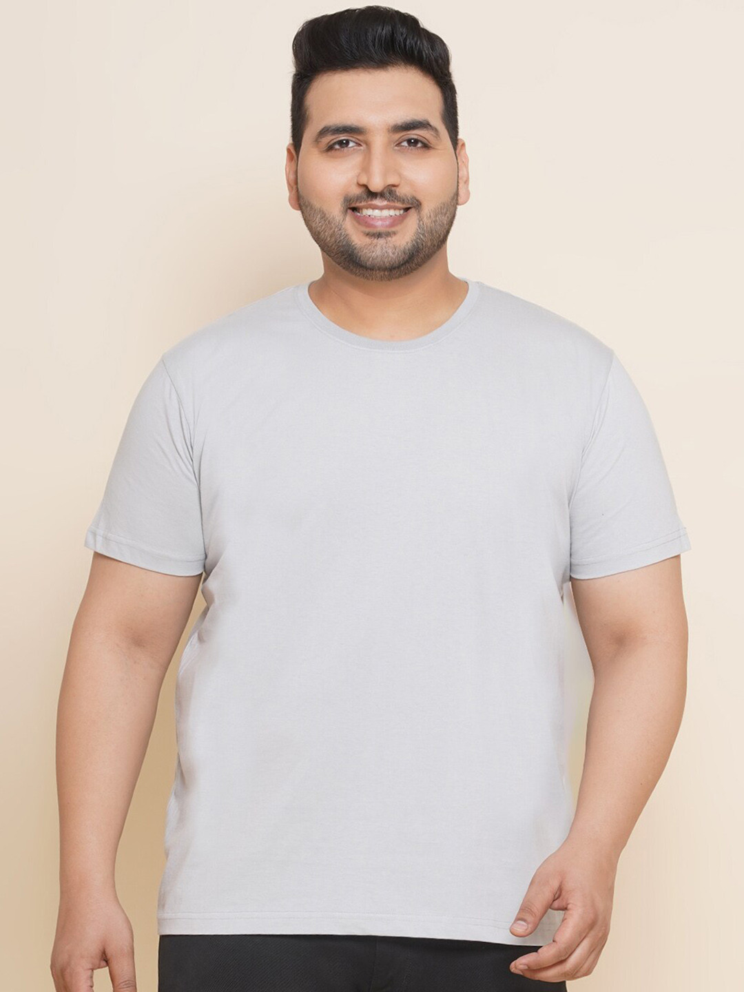 John Pride Plus Size Round Neck Cotton T-shirt