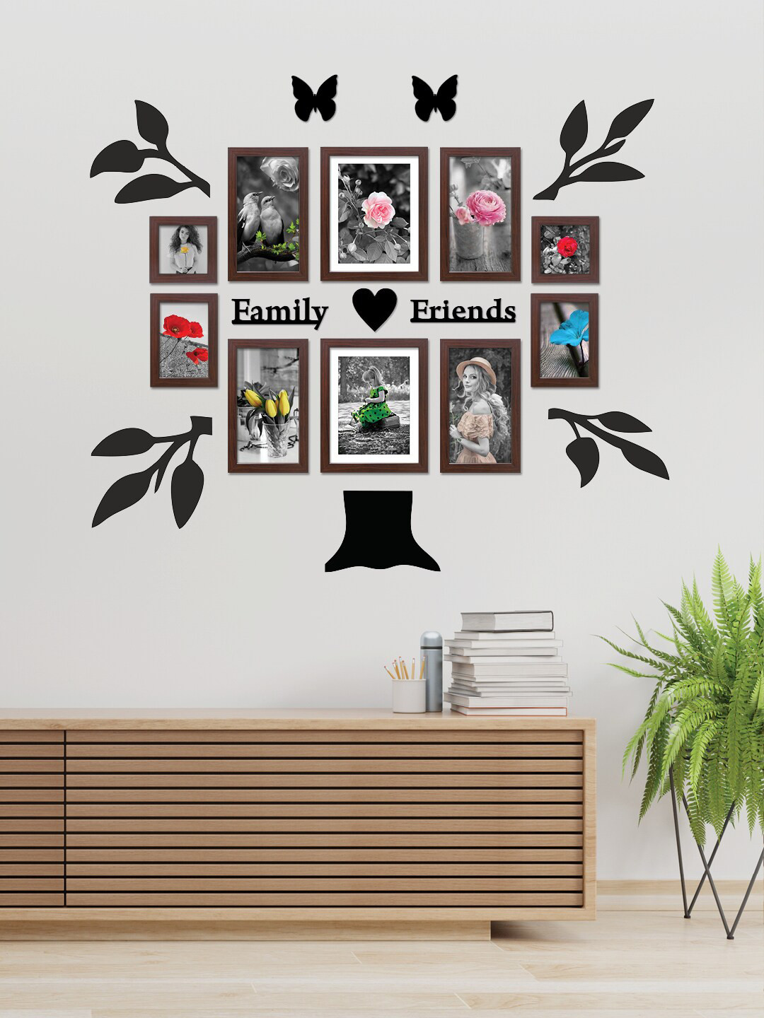 RANDOM 10-Pcs Brown Photo Frames With Plaque