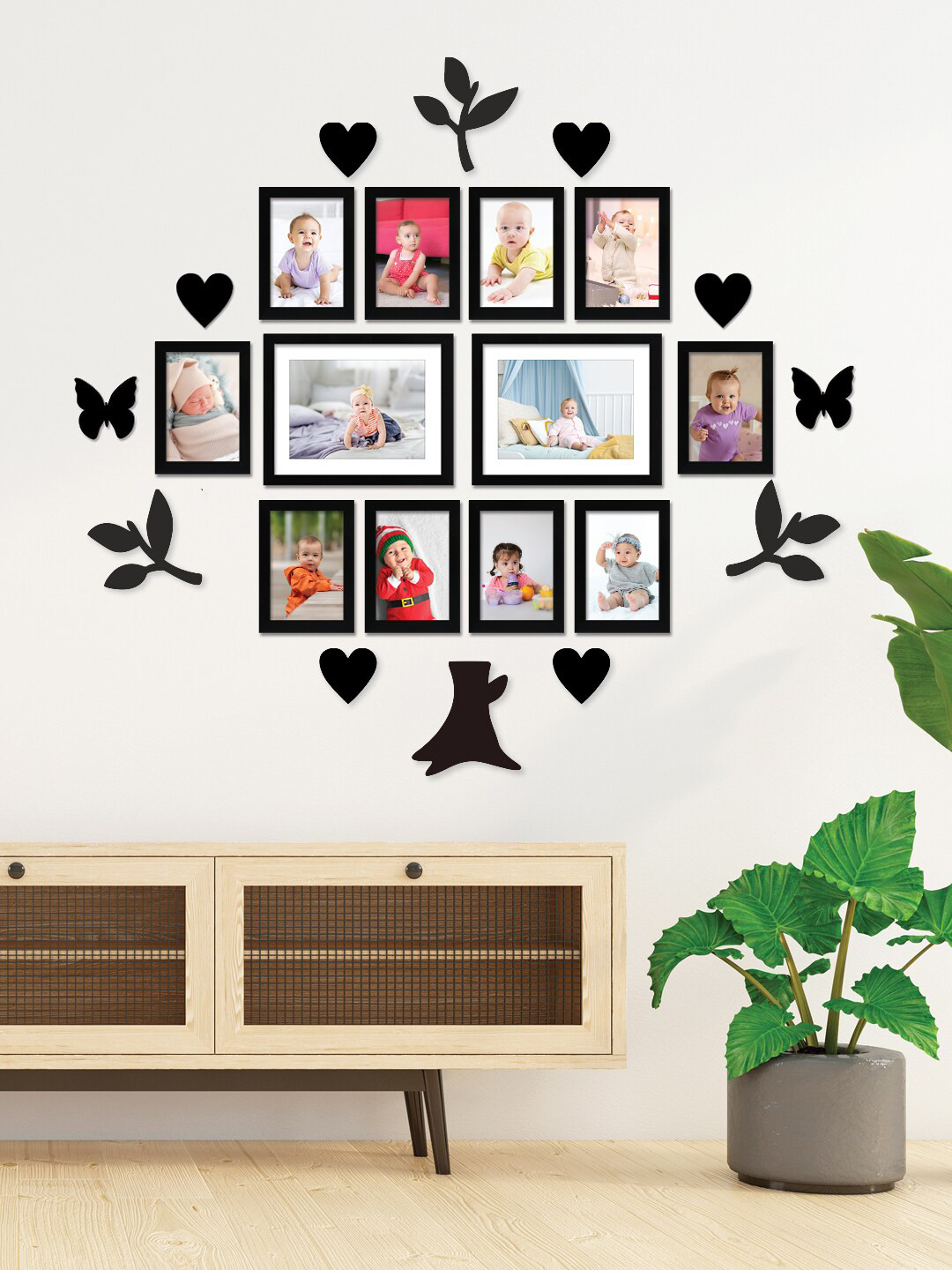 RANDOM Set Of 12 Black Photo Frames With Plaque