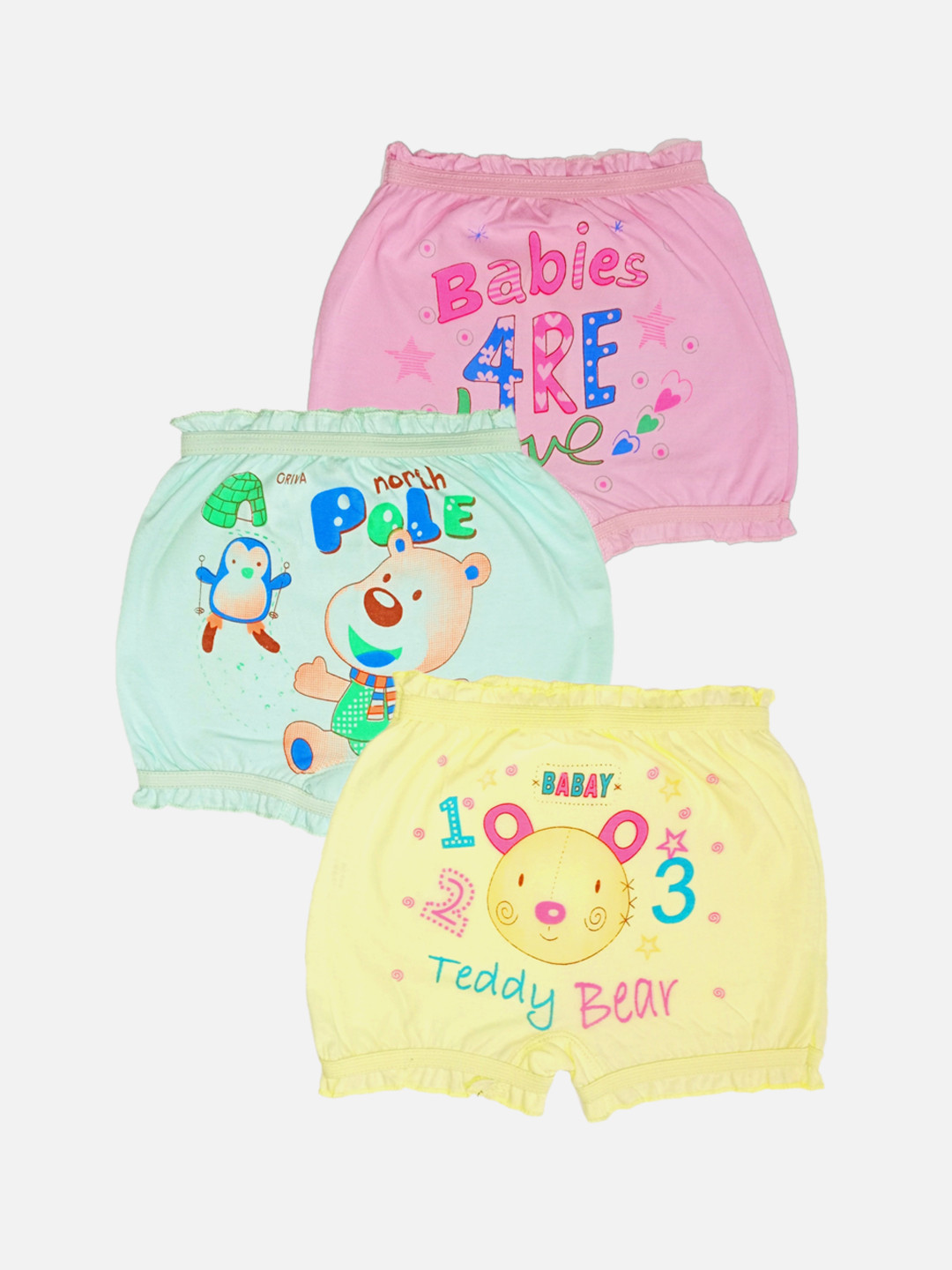 SKY HEIGHTS Kids Pack Of 3 Printed Pure Cotton Boyshorts Briefs